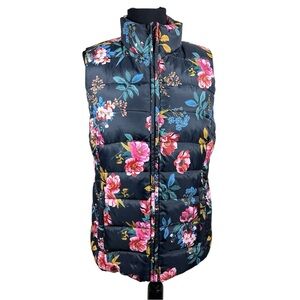 Loft Women’s Floral Quilted Puffer Vest Sleeveless Zip-Up High Collar- Size M